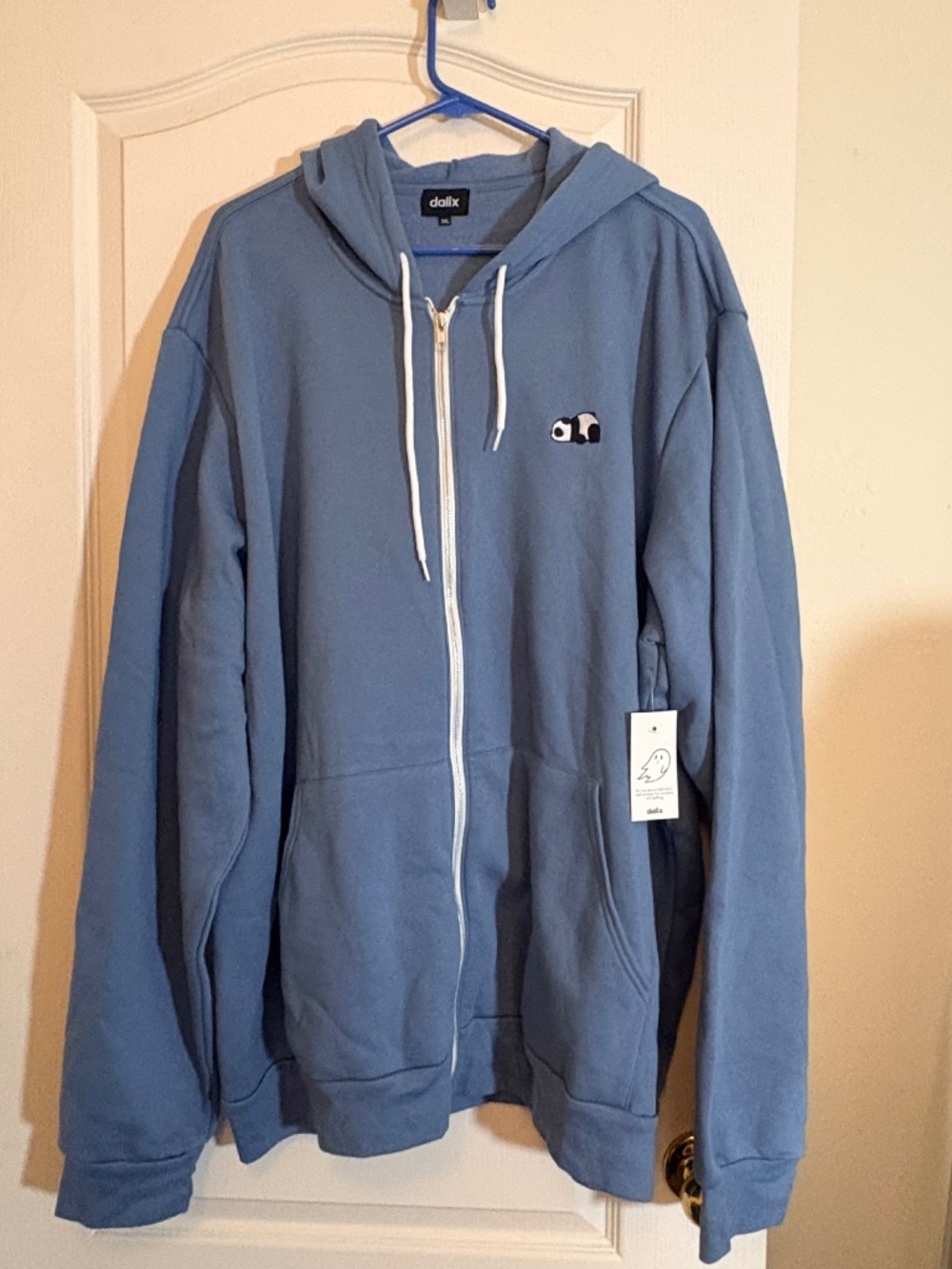 Dalix Panda Embroidered Zip Hoodie